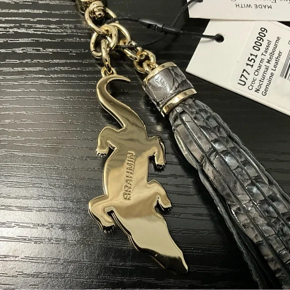 Brahmin Croc Charm Tassel NOCTURNAL MELBOURNE Purse Charm W/Crystals - Picture 5 of 7